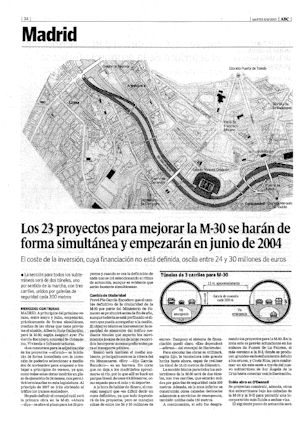 LOS 23 PROYECTOS PARA MEJORAR LA M-30 SE HARAN DE FORMA SIMULTANEA Y EMPEZARAN EN JUNIO DE 2004 (artculo en formato PDF)