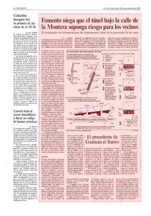 FOMENTO NIEGA QUE EL TUNEL BAJO LA CALLE DE LA MONTERA SUPONGA RIESGO PARA LOS VECINOS (artculo en formato PDF)