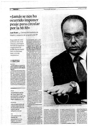 "JAMAS SE NOS HA OCURRIDO IMPONER PEAJE PARA CIRCULAR POR LA M-30" (artculo en formato PDF)